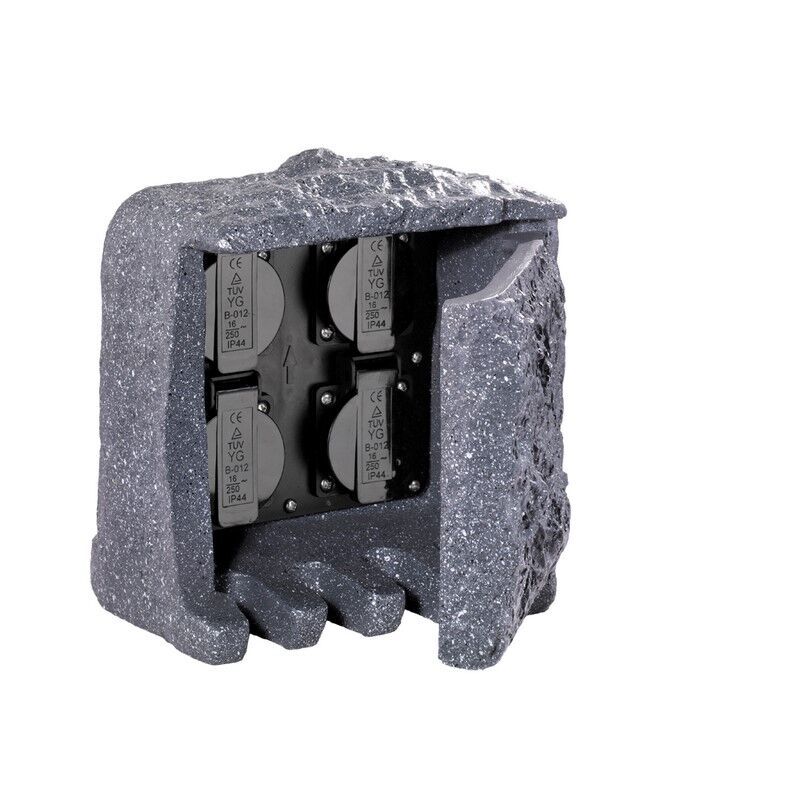 Moderne Außensteckdose Fjelstervang, Stein, grau, IP44