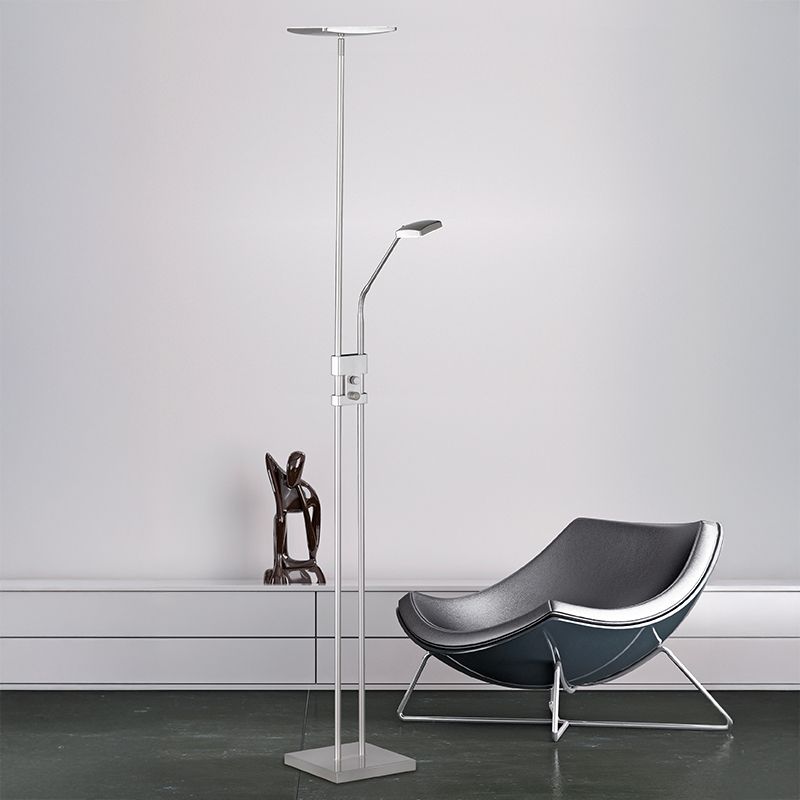 Nickel Stehlampe Modern, Simon, 15W, 3000K LED, mit Schalter Nickel Stehlampe Modern, Simon, 15W, 3000K LED, mit Schalter