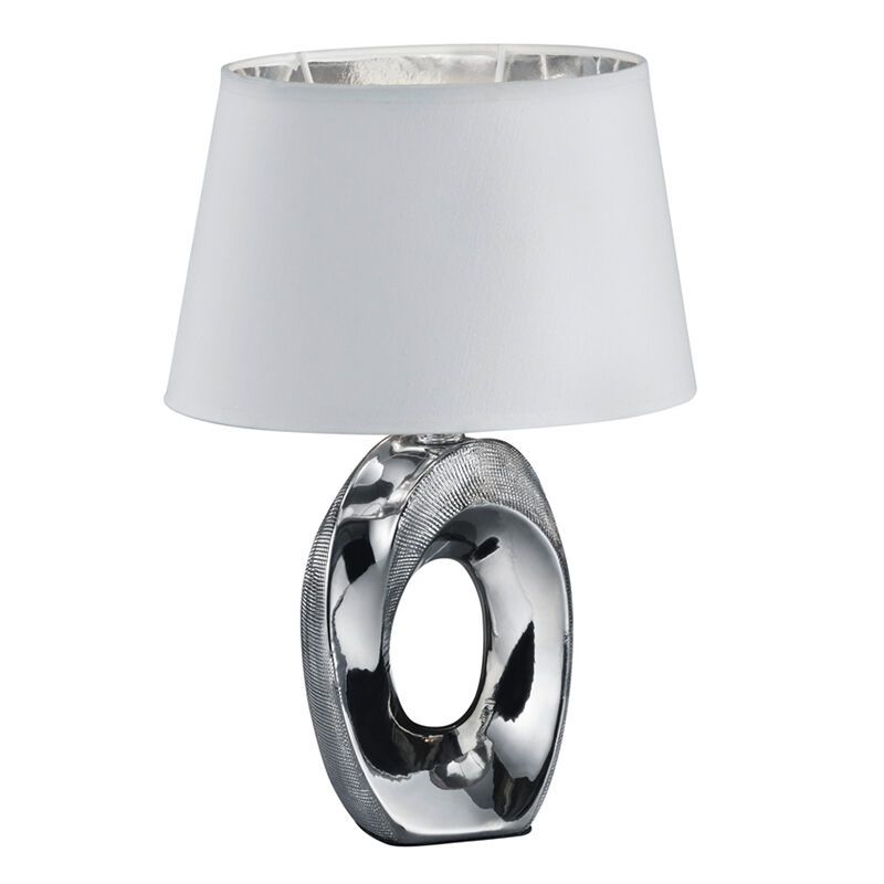Keramik Tischleuchte Silber, Moldrup, mit Schalter Keramik Tischleuchte Silber, Moldrup, mit Schalter