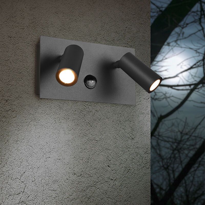 Anthrazit Außen Wandleuchte mit Bewegungsmelder Modern, Rufus, 3W, 3000K LED, IP54