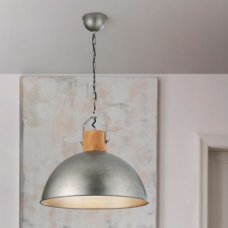 Nickel Pendelleuchte Halbkugel Vintage, Amarey Nickel Pendelleuchte Halbkugel Vintage, Amarey