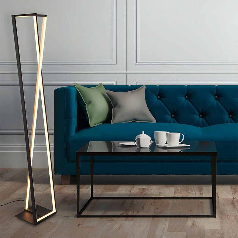 Schwarze Stehlampe Modern, Chadi, 26W, warm- bis kaltweiß einstellbare LED