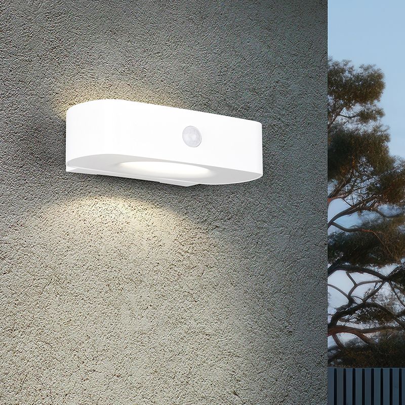 Weiße Solar Außen Wandleuchte Modern, Pytsje, 6W, 4000K LED, IP44, mit Schalter