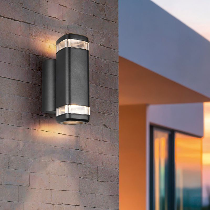 Schwarze Up down Wandleuchte Modern, Poonam, IP44