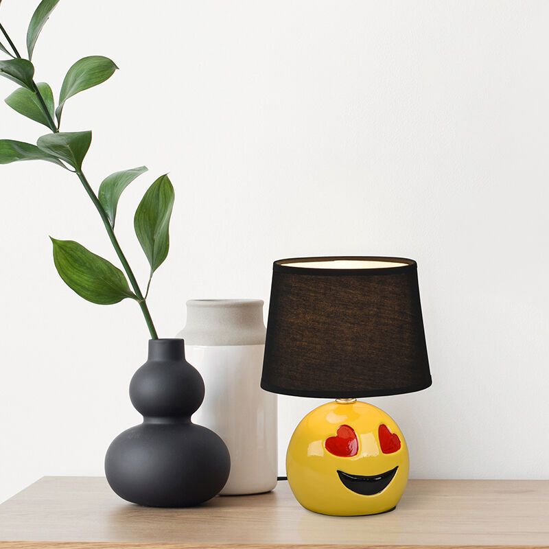 Schwarze Kinderzimmer Tischleuchte Modern, Smiley, mit Schalter
