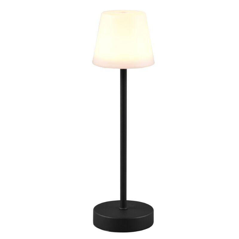 Schwarze aufladbare Tischlampe Kunststoff, Suman, 2W, warm- bis kaltweiß einstellbare LED, IP44, mit Touch-Dimmer