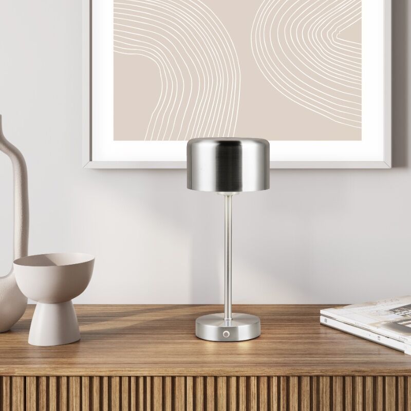 Nickel aufladbare Tischlampe Modern, Dustin, 1W, 3000K LED, mit Touch-Dimmer Nickel aufladbare Tischlampe Modern, Dustin, 1W, 3000K LED, mit Touch-Dimmer