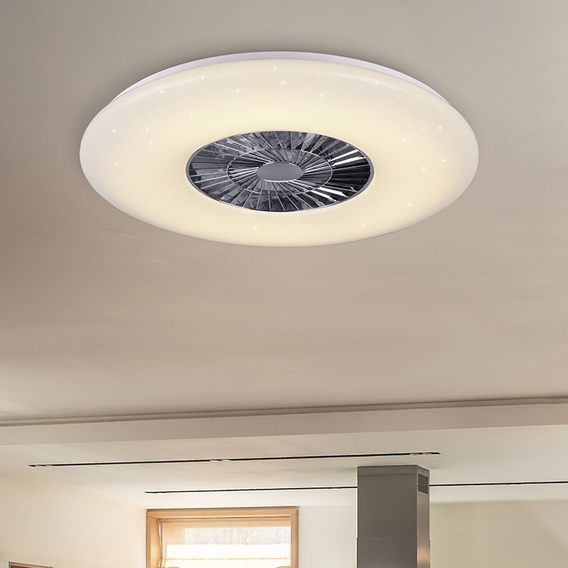 Chrom Deckenventilator Modern, Damia, 60W, warm- bis kaltweiß einstellbare LED, mit Fernbedienung