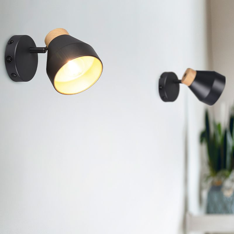 Schwarze Wandstrahler Modern, Riette, mit Schalter