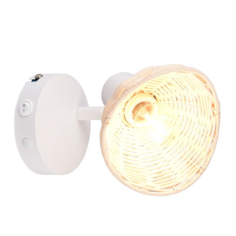 Rattan Wandleuchte Braun, Sijmen, mit Schalter Rattan Wandleuchte Braun, Sijmen, mit Schalter