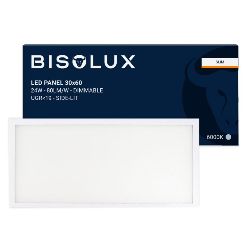 Bisolux LED Panel 60x30 - 24W - 6000K - Dimmbar - UGR<19 - Side-lit Bisolux LED Panel 60x30 - 24W - 6000K - Dimmbar - UGR<19 - Side-lit