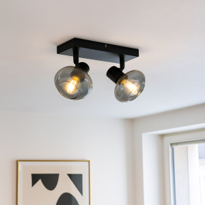 Design Deckenstrahler Skip, Glas, schwarz