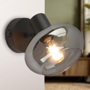Design Wandstrahler Skip, Glas, schwarz, Mit Schalter
