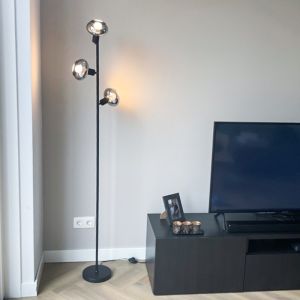 Design Stehlampe Skip, schwarz, Glas, Mit Schalter
