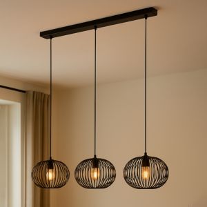 Industrielle Pendelleuchte Lieve, schwarz, Metall