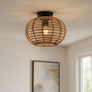 Rattan Deckenleuchte Braun, Roza