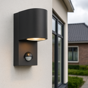 Moderne Außen Wandleuchte mit Bewegungsmelder Schwarz, Corina, IP54