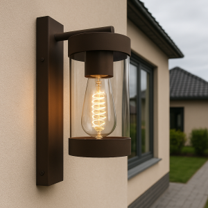 Moderne Außen Wandleuchte mit Dämmerungsmelder Rostfarbe, Musa, IP44
