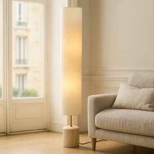 Moderne Stehlampe Beige, Ghislaine, mit Schalter