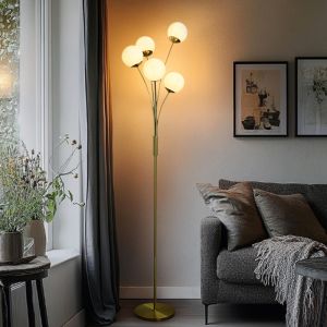 Design Stehlampe Messing, Stacy, mit Schalter