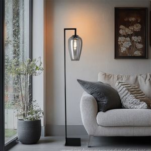 Design Stehlampe Grau, Andy, mit Schalter