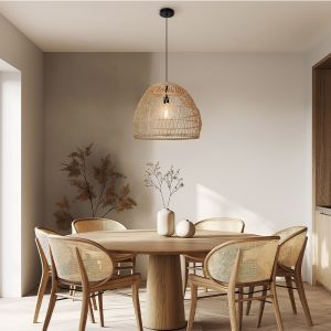 Rattan Pendelleuchte Braun, Rosa