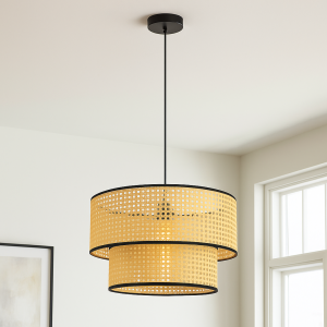 Rattan Pendelleuchte Braun, Kirsten