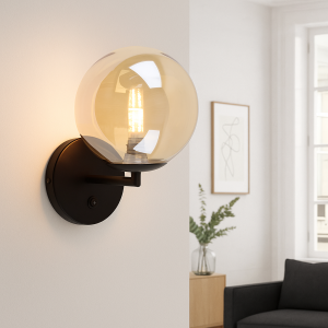 Design Wandleuchte Bernstein, Remo, mit Schalter