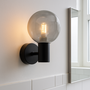 Moderne Wandleuchte Badezimmer Schwarz, Amer, IP44