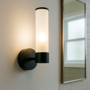 Moderne Wandleuchte Badezimmer Schwarz, Callum, IP44