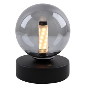 Moderne aufladbare Tischlampe Schwarz, Theo, 2W, 3000K LED, IP44, 3-stufig dimmbar