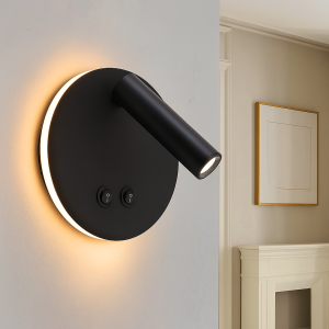 Moderne Wandleuchte Schwarz, Robbie, 10W, 4000K LED, mit Schalter
