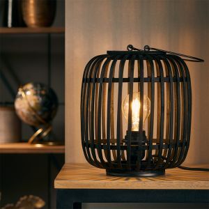 Holz Tischleuchte Schwarz, Brain