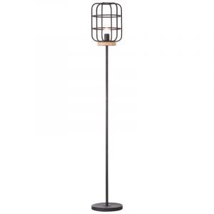 Holz Stehlampe Schwarz, Taede, mit Schalter