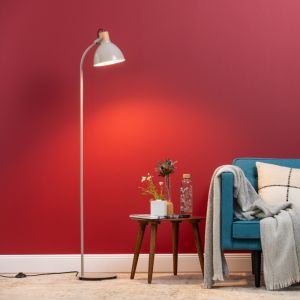 Landhaus Stehlampe Taupe, Thalina, mit Schalter