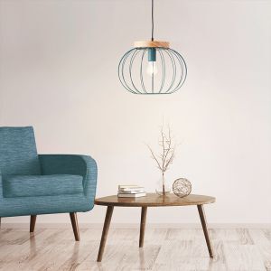 Holz Pendelleuchte Blau, Donato