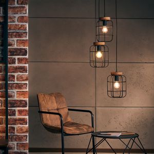 Holz Pendelleuchte Esszimmer Schwarz, Taede