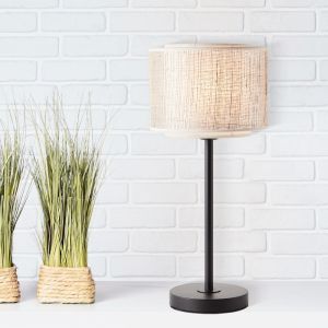 Landhaus Tischleuchte Beige, Gerbert, mit Schalter