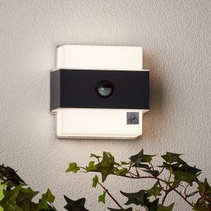 Moderne Außen Wandleuchte mit Bewegungsmelder Anthrazit, Birol, 7,5W, 4000K LED, IP44