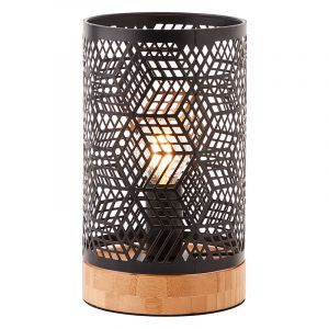 Holz Tischleuchte Schwarz, Sherona, mit Schalter