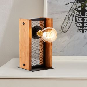 Holz Tischleuchte Braun, Rasha, mit Schalter