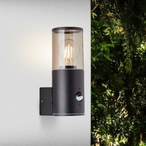 Moderne Außen Wandleuchte mit Bewegungsmelder Schwarz, Sherwin, IP44