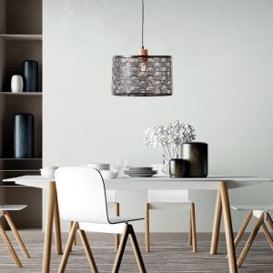 Holz Pendelleuchte Esszimmer Schwarz, Sherona
