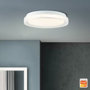 Moderne Smart Deckenleuchte Transparent, Rashmi, 24W, warm- bis kaltweiß einstellbare LED