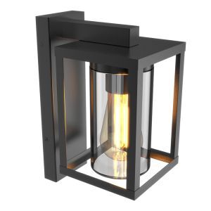 Schwarze Außen Wandleuchte mit Dämmerungsmelder Aluminium, Lugco, IP44
