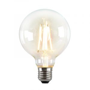 Dimmbare E27 LED Lampe, G95, 5W, transparent Glas, 2700k