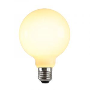 Dimmbare E27 LED Lampe, G95, 5W, Weiß Glas, 2700k