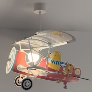 Rote Kinderzimmer Pendelleuchte Kunststoff, Teddy plane