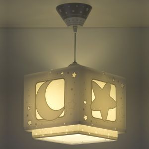 Graue Kinder Pendelleuchte Kunststoff, Moon and stars