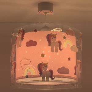 Rosa Kinderzimmer Pendelleuchte Kunststoff, Unicorn
